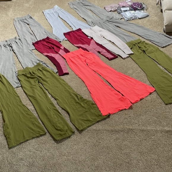 NWT free people good karma flared high waist Heather light grey pants leggings - Picture 13 of 16